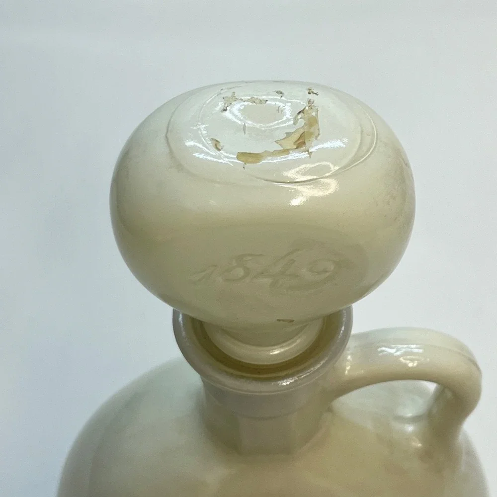 Vtg Stitzel-Weller Monticello Milk Glass Decanter‎ 1849 Stopper Bourbon Bottle